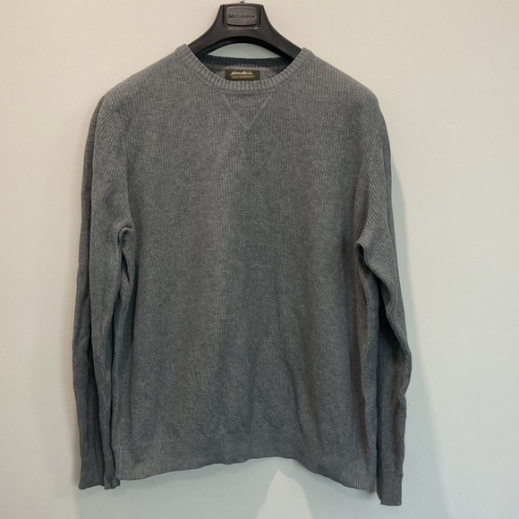 Eddie Bauer Grey Pullover Crewneck Sweater Large Tall - Picture 4 of 12